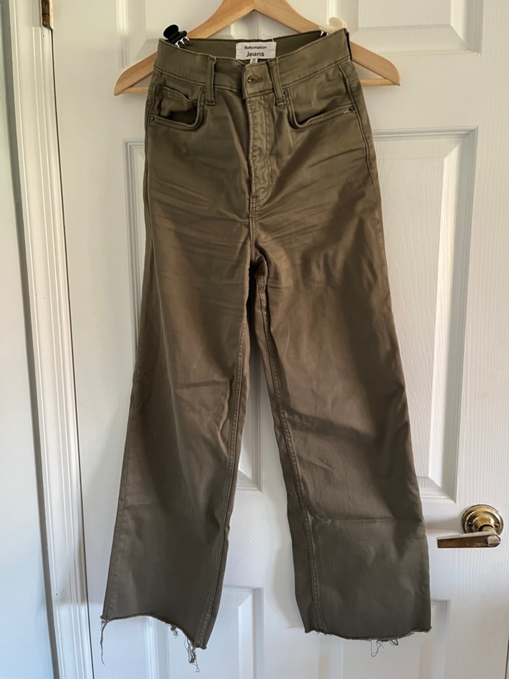 Reformation Olive Green Straight-Leg Jeans